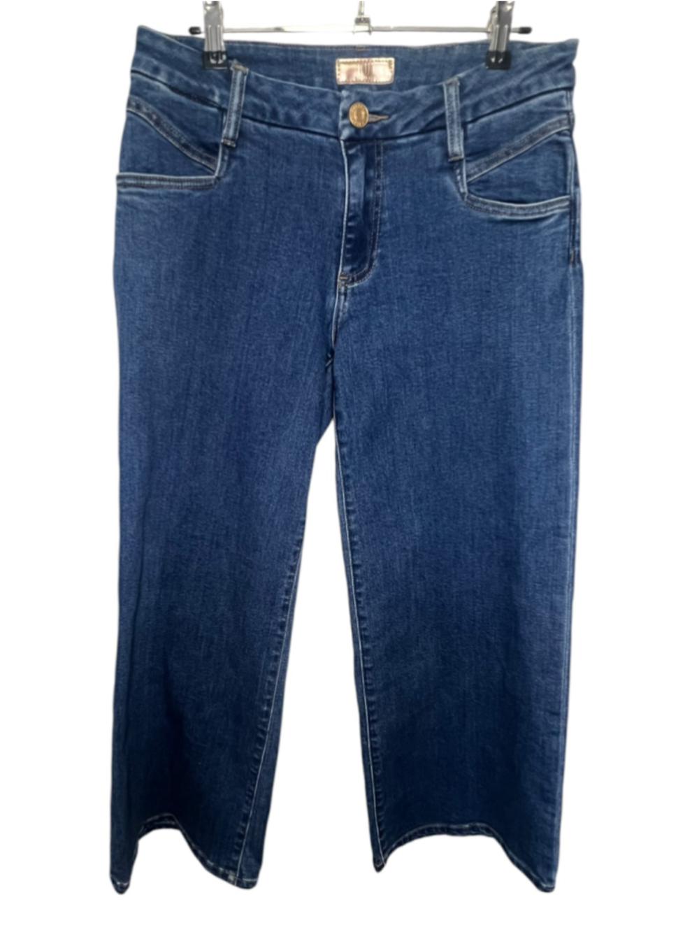 KUT From The Kloth Meg Fab Ab Cropped Wide Leg Mid Rise Dark Wash Denim Jeans